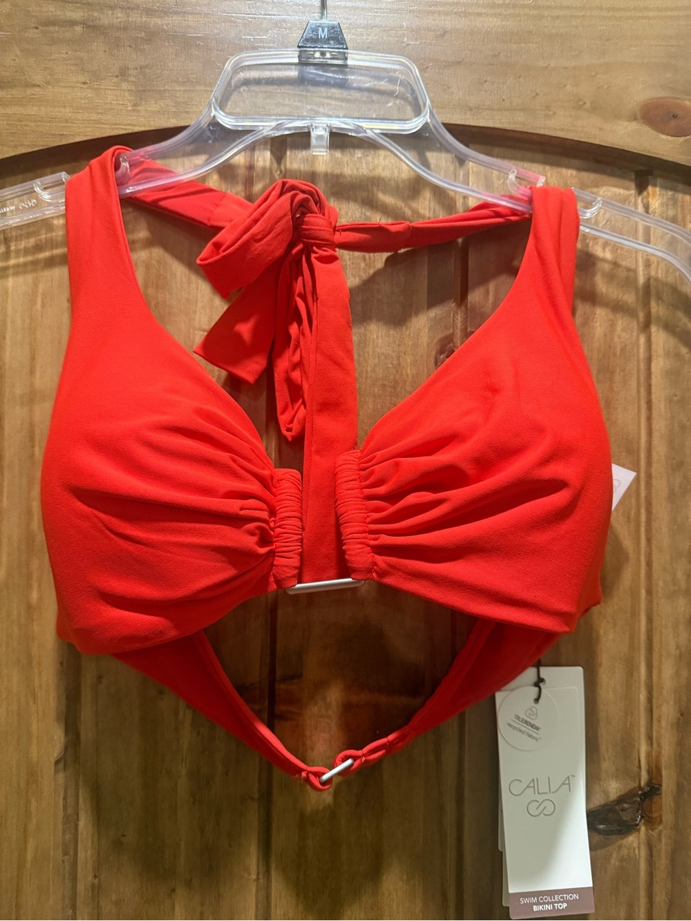 CALIA by Carrie Underwood Bright Red Halter Bikini Top and Bottom